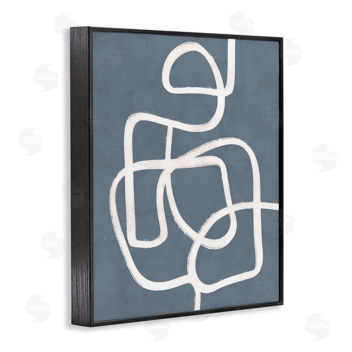 Blue Freeflow Line Black Frame Print Wall Art, Home Decor by Nina Blue