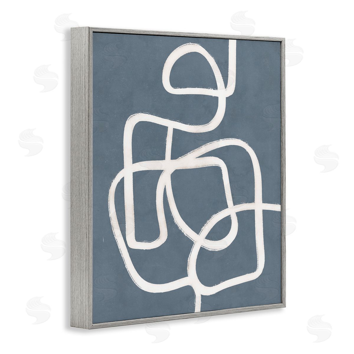 Blue Freeflow Line Grey Frame Print Wall Art, Home Decor by Nina Blue