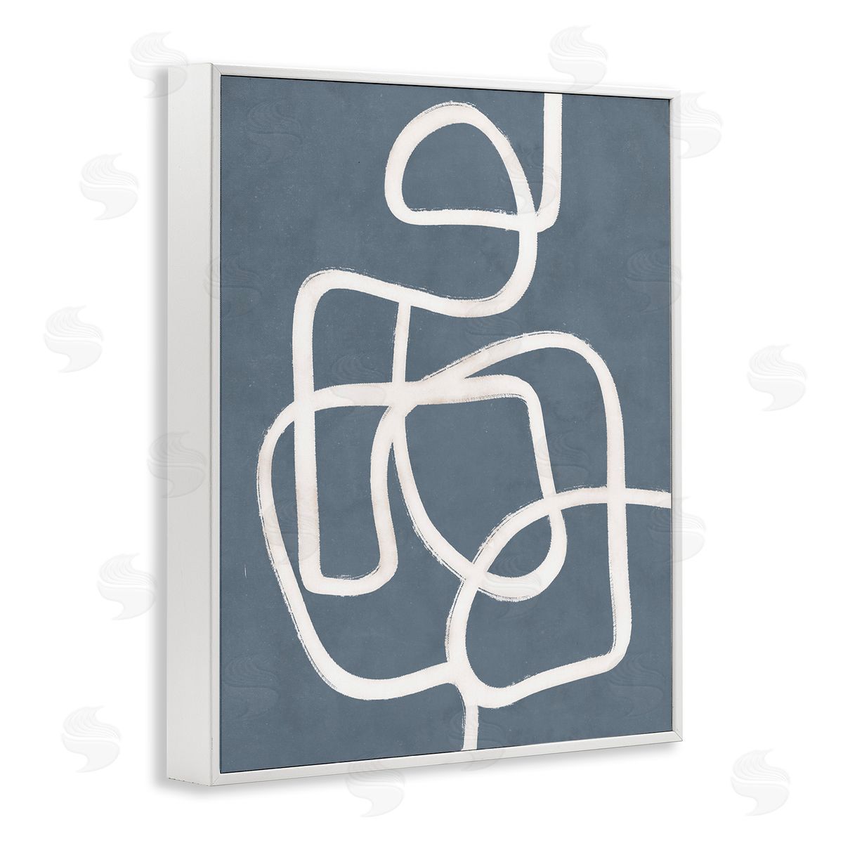 Blue Freeflow Line White Frame Print Wall Art, Home Decor by Nina Blue