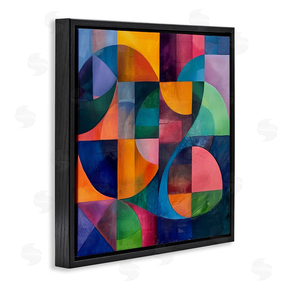 Luminous Spectrum Shapes Black Floating Frame Canvas Wall Art, Home Decor by Lazar Studio