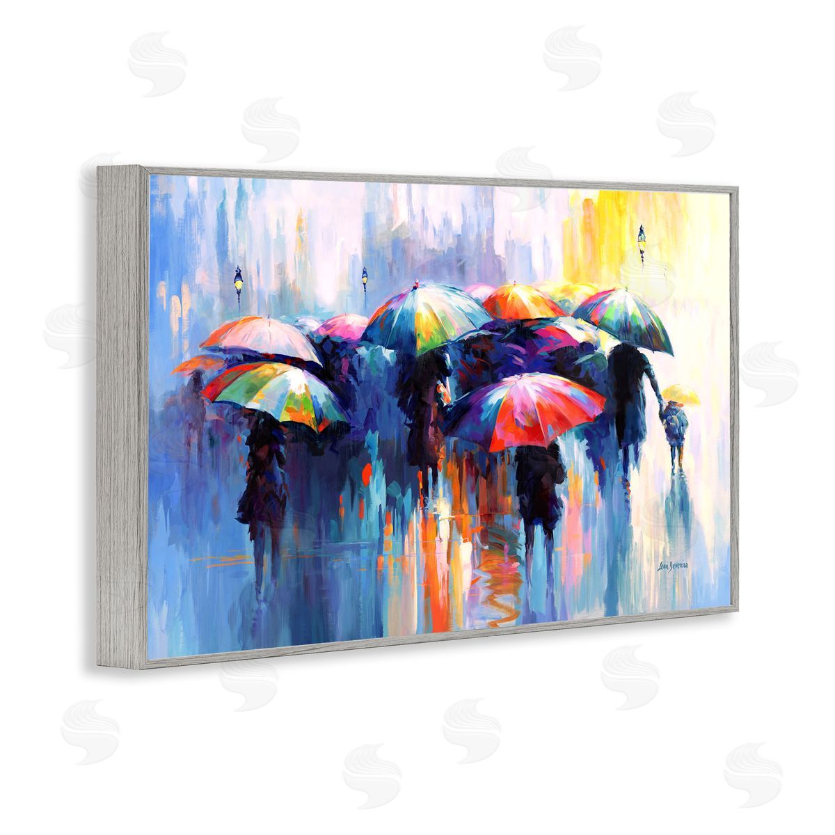 Memories Beneath Rain Grey Frame Print Wall Art, Home Decor by Leon Devenice