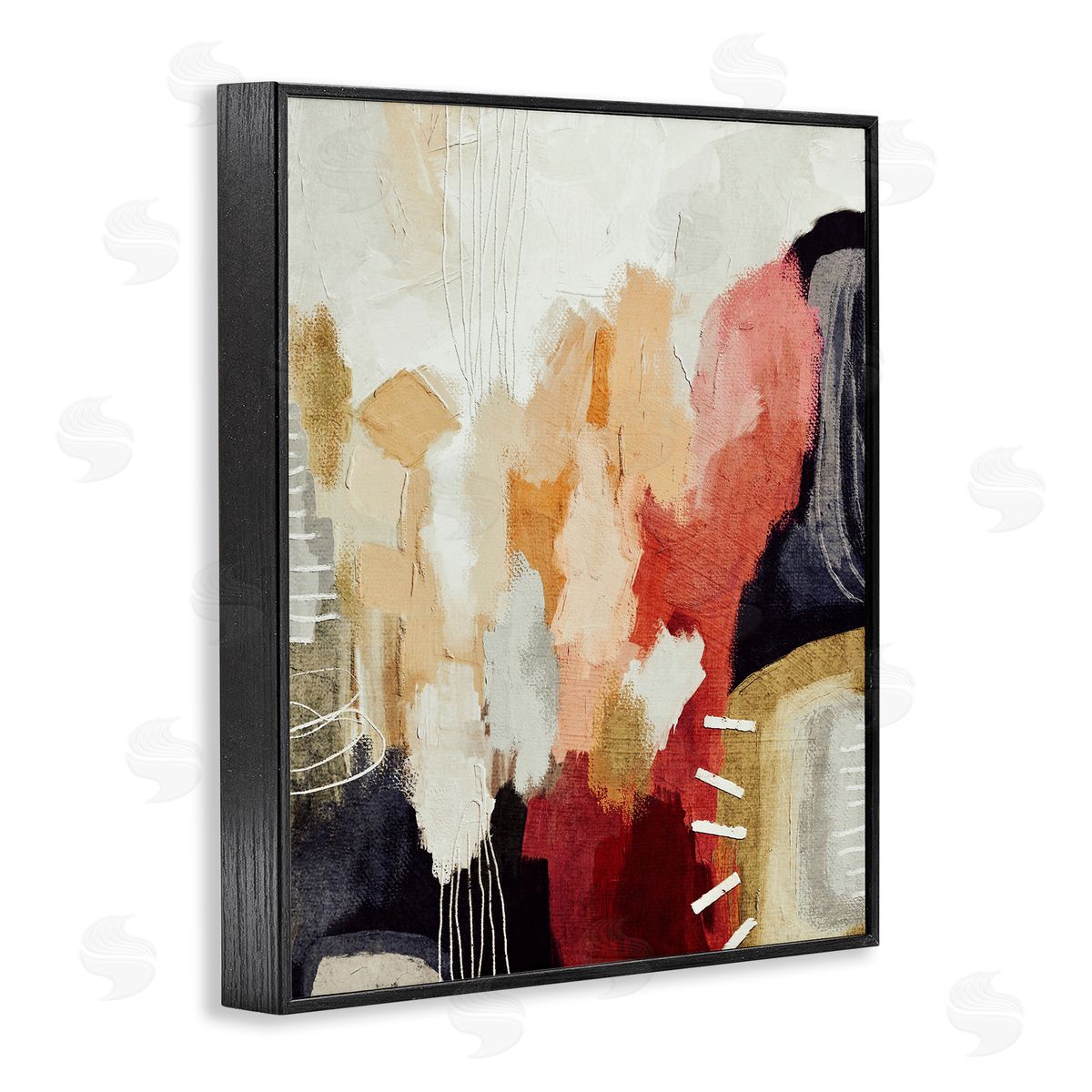 Abstract Tan Southwestern Black Frame Print Wall Art, Home Decor by Lisa Nohren