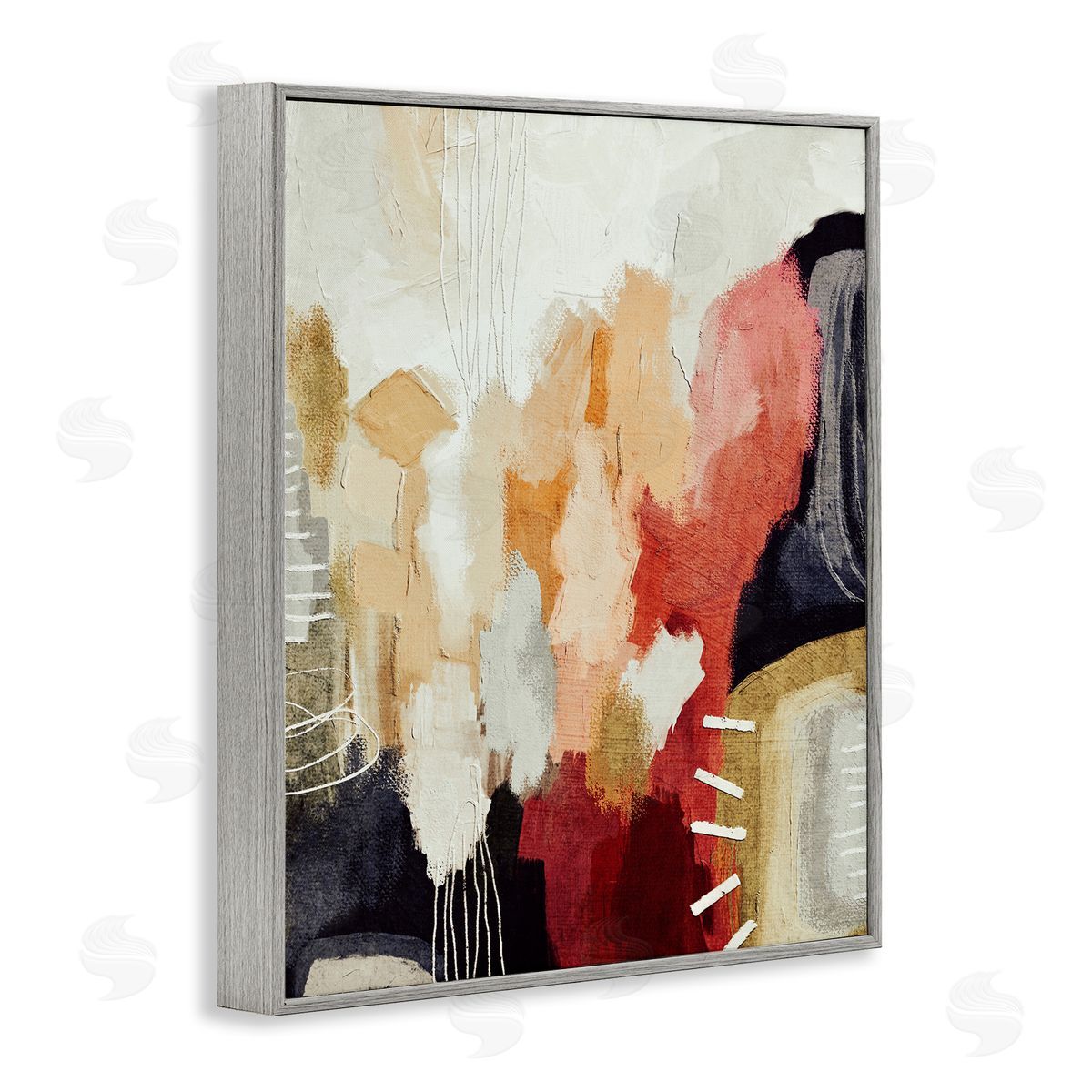 Abstract Tan Southwestern Grey Frame Print Wall Art, Home Decor by Lisa Nohren