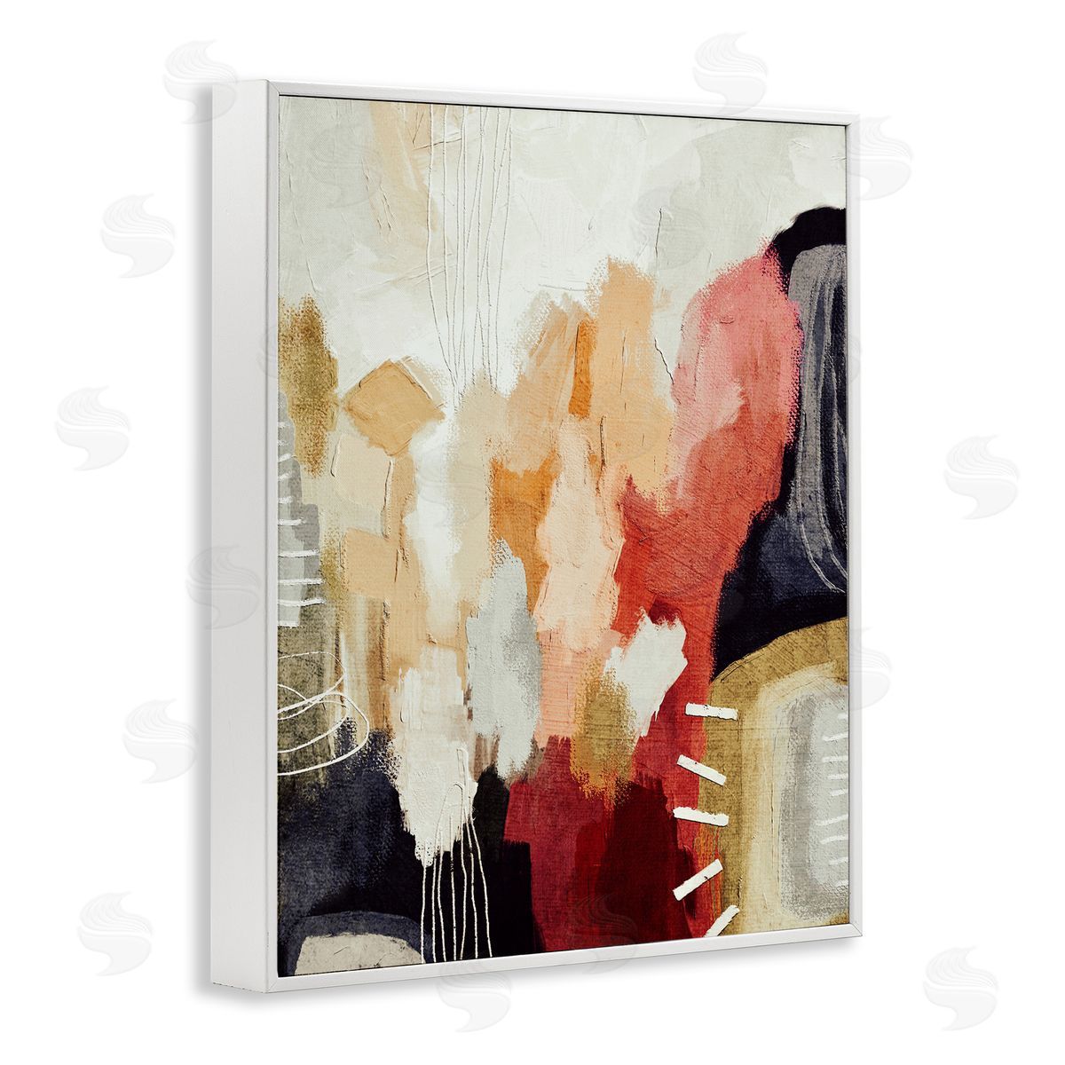 Abstract Tan Southwestern White Frame Print Wall Art, Home Decor by Lisa Nohren