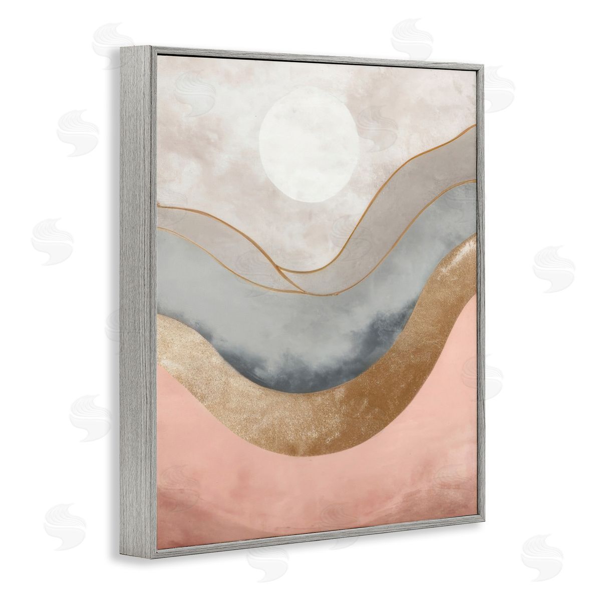 Lunar Curves Landscape Grey Frame Print Wall Art, Home Decor by Denise Dundon