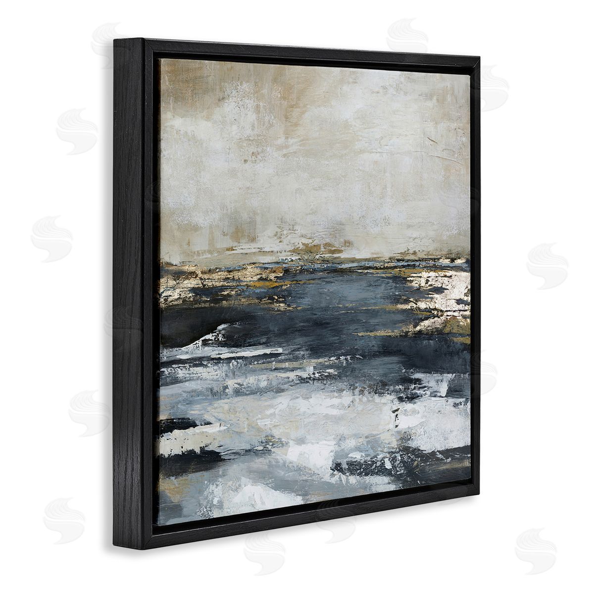 Rustic Stormy Sea Black Floating Frame Canvas Wall Art, Home Decor by Design Fabrikken