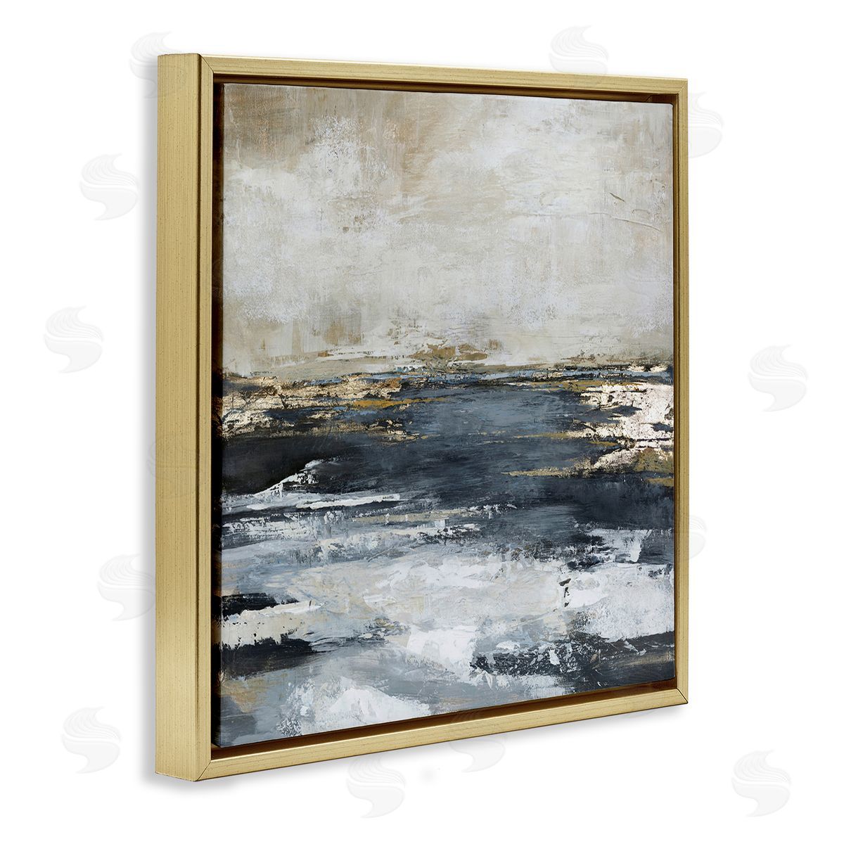 Rustic Stormy Sea Gold Floating Frame Canvas Wall Art, Home Decor by Design Fabrikken