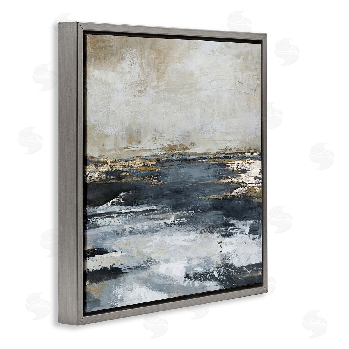 Rustic Stormy Sea Grey Floating Frame Canvas Wall Art, Home Decor by Design Fabrikken