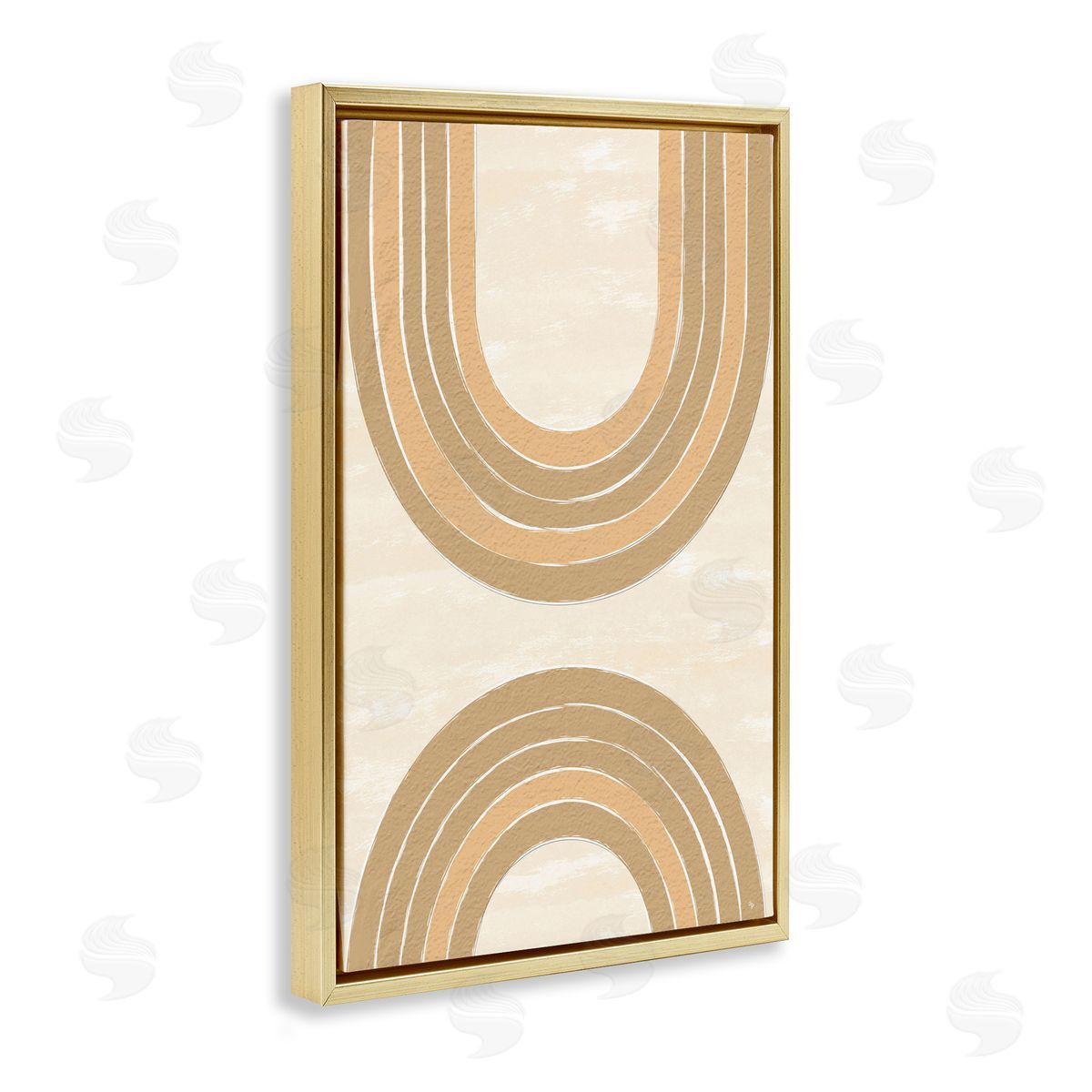 Neutral Rainbow Arches Gold Floating Frame Canvas Wall Art, Home Decor by Martina Pavlova