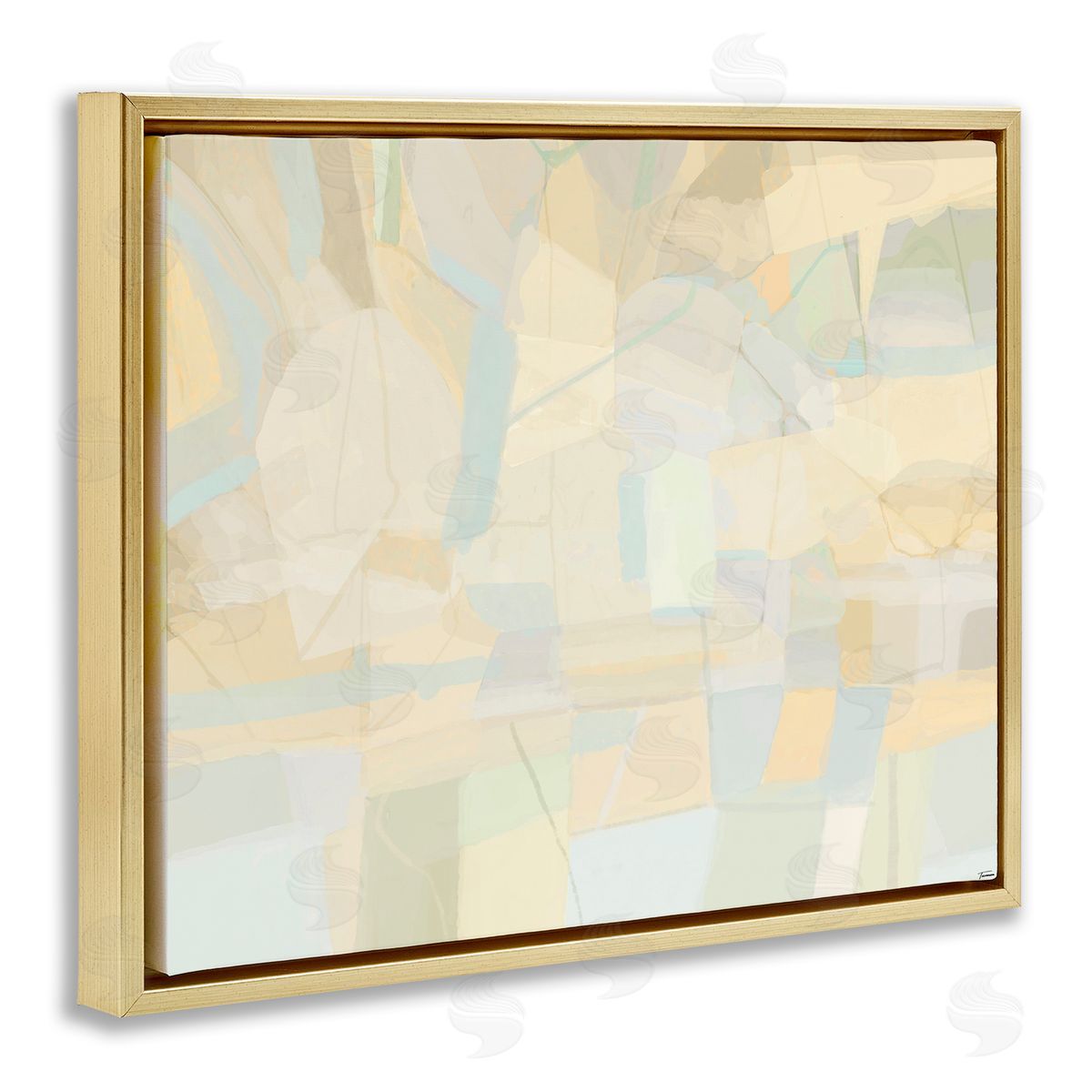 Geometric Neutral Expression Gold Floating Frame Canvas Wall Art, Home Decor by Michael Tienhaara