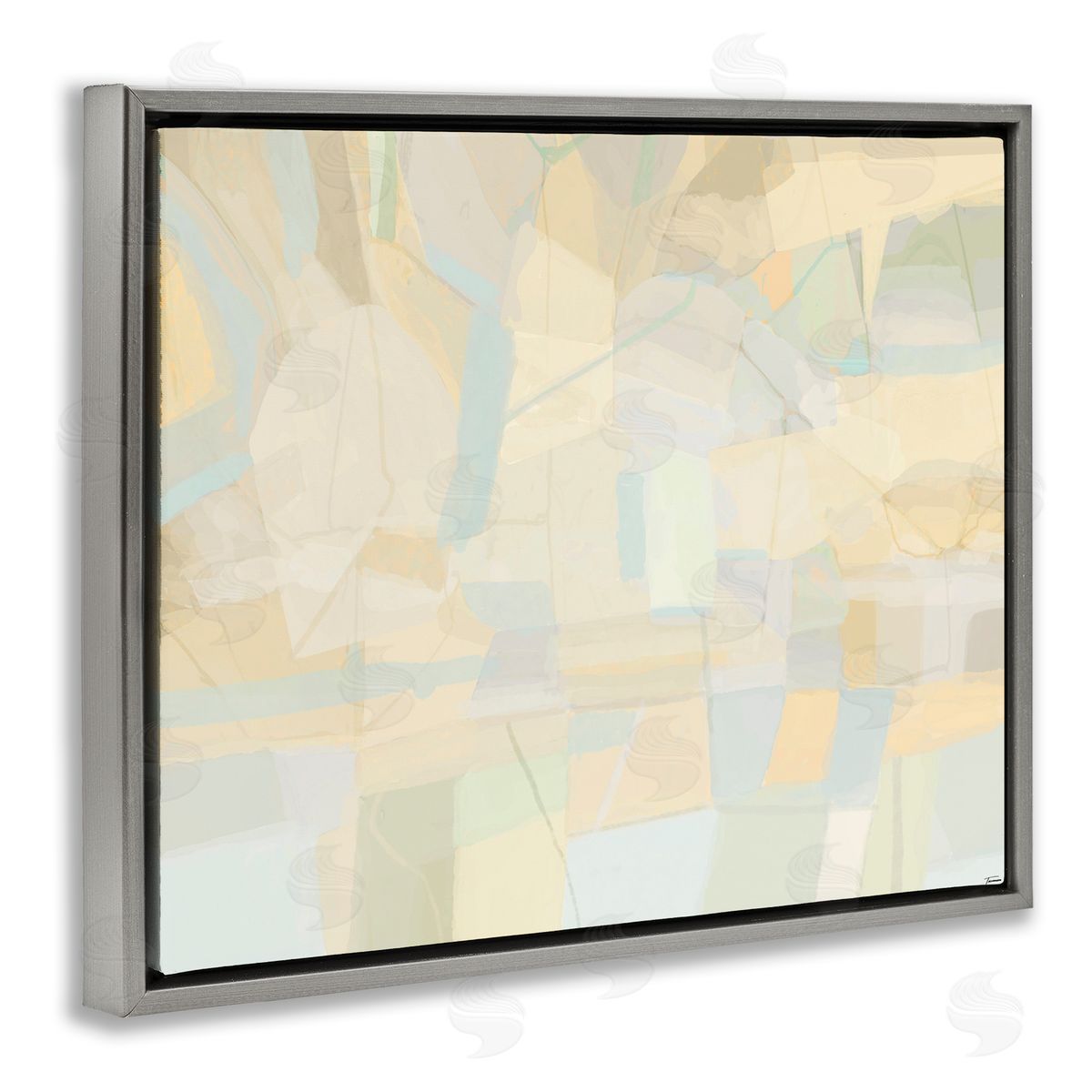 Geometric Neutral Expression Grey Floating Frame Canvas Wall Art, Home Decor by Michael Tienhaara