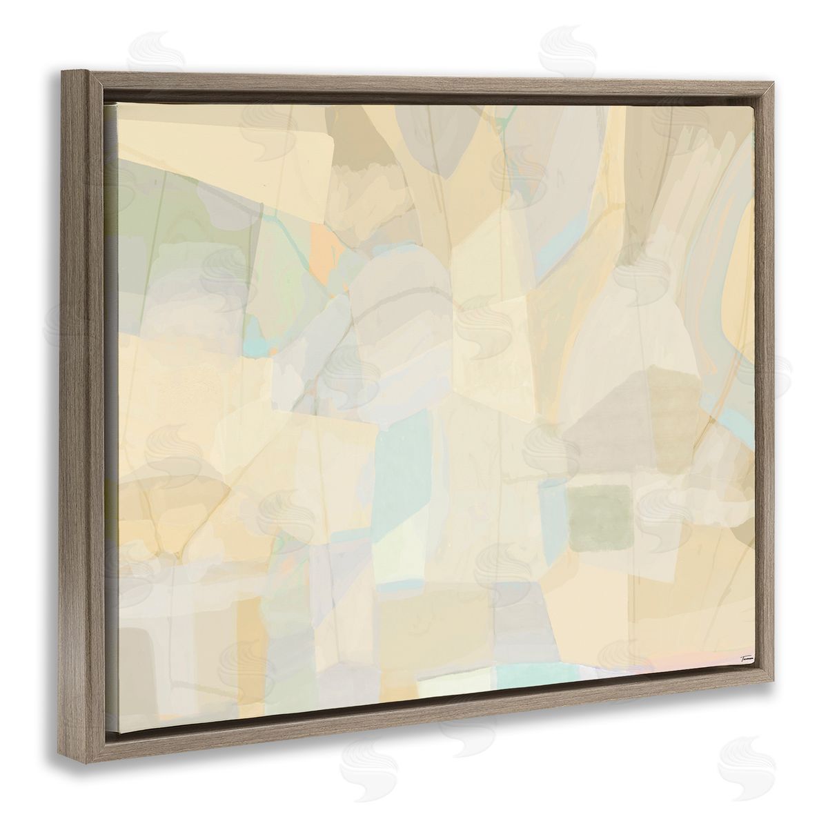 Neutral Geometric Pattern Brown Floating Frame Canvas Wall Art, Home Decor by Michael Tienhaara