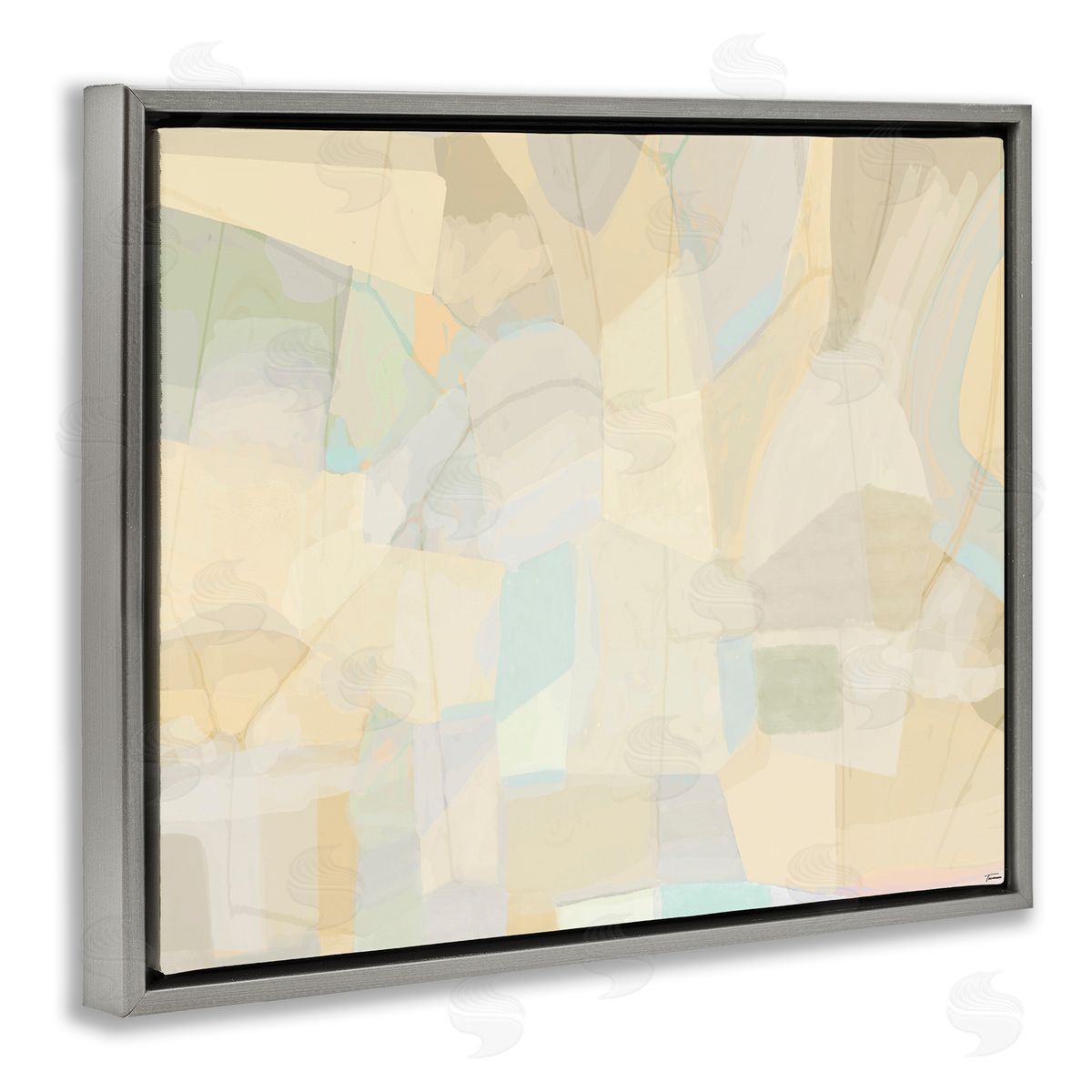 Neutral Geometric Pattern Grey Floating Frame Canvas Wall Art, Home Decor by Michael Tienhaara