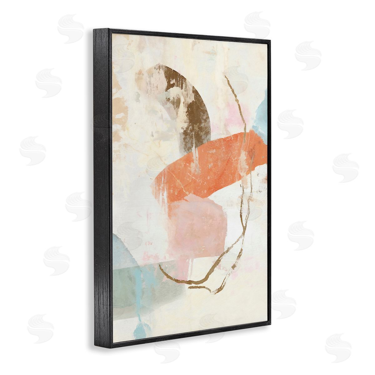 Rustic Abstract with Orange Accent Black Frame Print Wall Art, Home Decor by Suzanne Nicoll