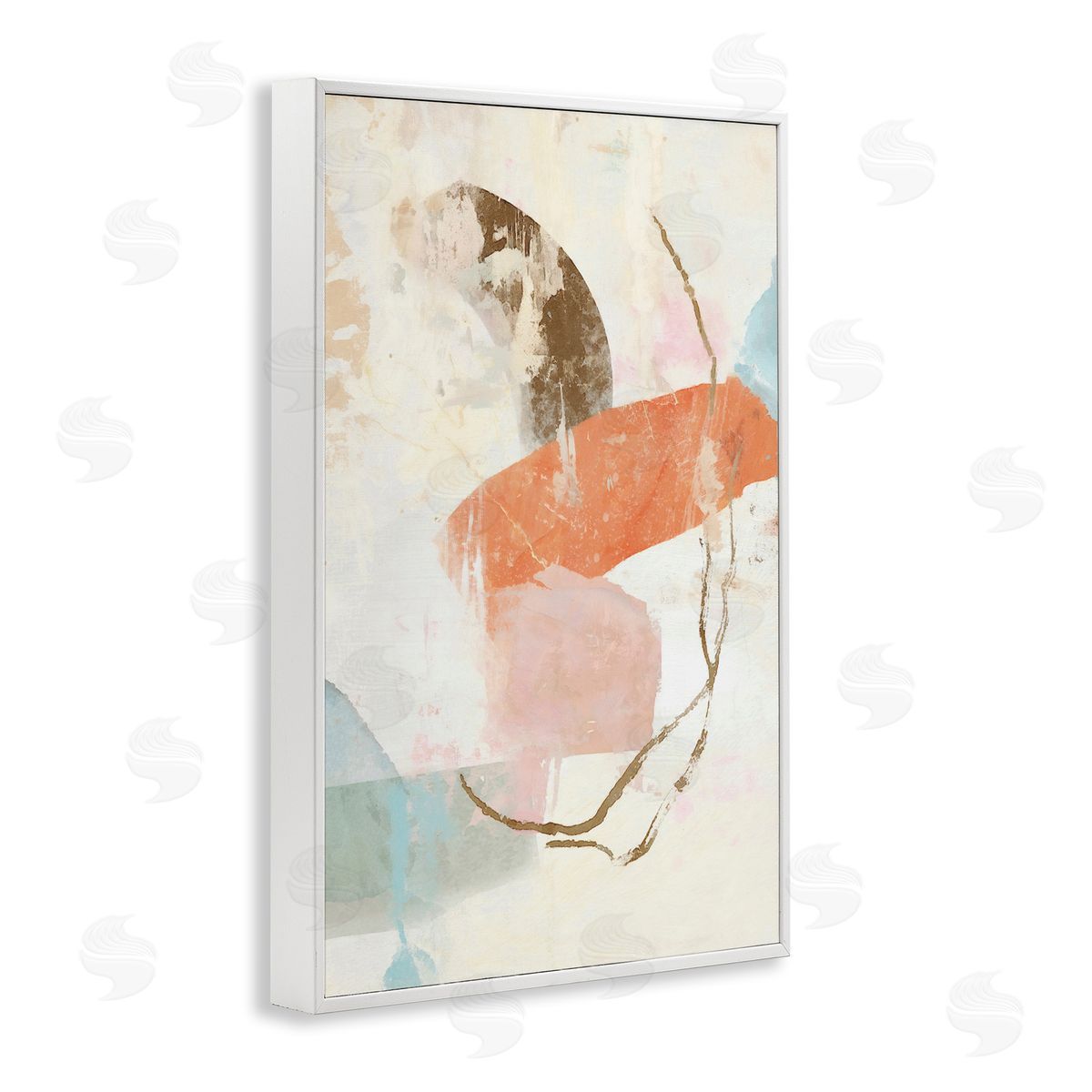 Rustic Abstract with Orange Accent White Frame Print Wall Art, Home Decor by Suzanne Nicoll