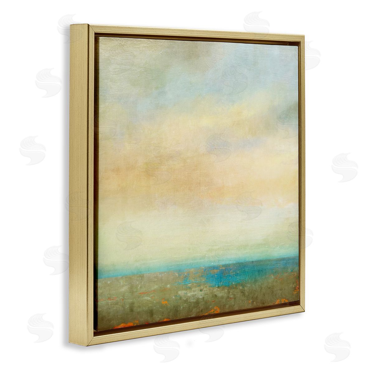 Abstract Sunlit landscape Gold Floating Frame Canvas Wall Art, Home Decor by Suzanne Nicoll