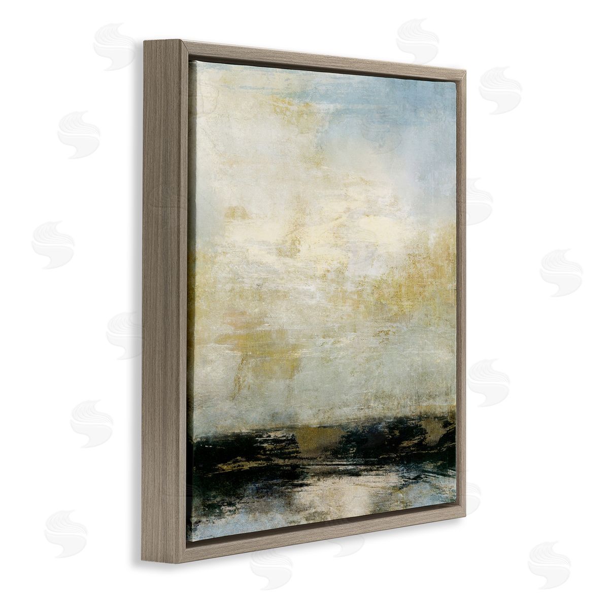 Abstract Paint Streak Landscape Brown Floating Frame Canvas Wall Art, Home Decor by Suzanne Nicoll