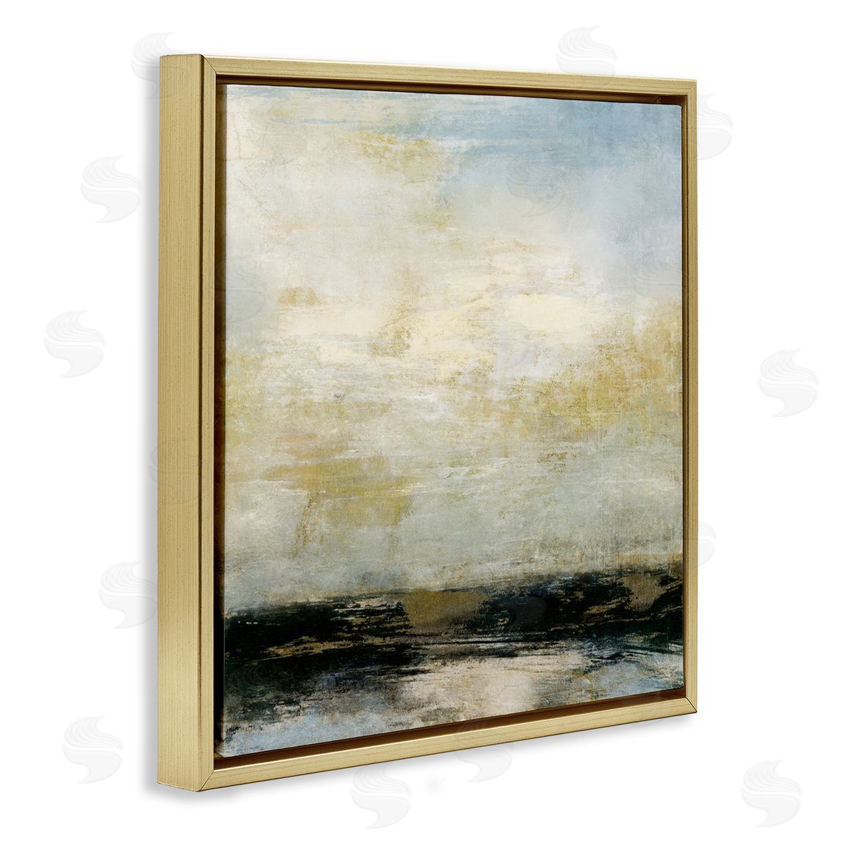 Abstract Paint Streak Landscape Gold Floating Frame Canvas Wall Art, Home Decor by Suzanne Nicoll