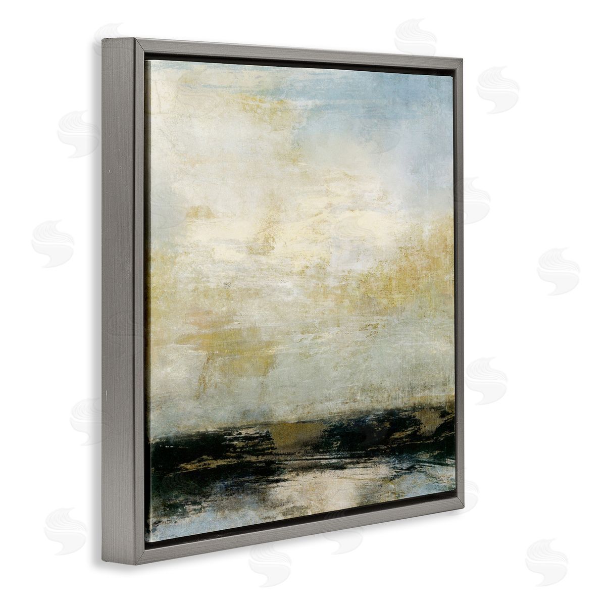 Abstract Paint Streak Landscape Grey Floating Frame Canvas Wall Art, Home Decor by Suzanne Nicoll