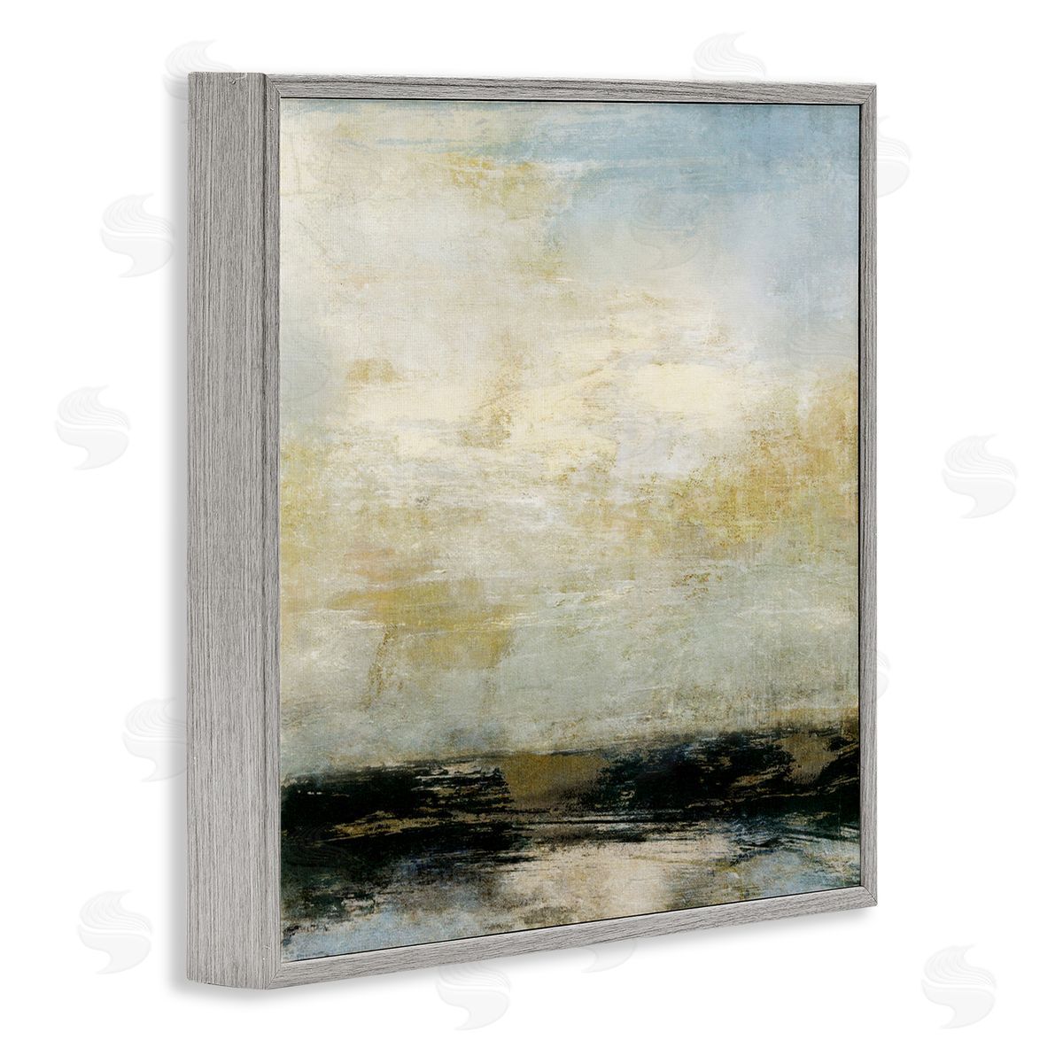 Abstract Paint Streak Landscape Grey Frame Print Wall Art, Home Decor by Suzanne Nicoll