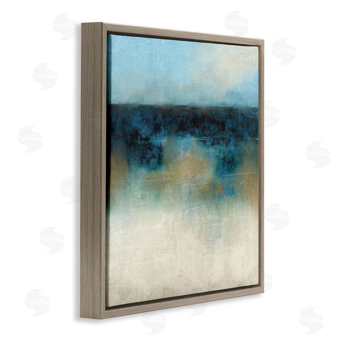 Foggy Ocean Beach Scene Brown Floating Frame Canvas Wall Art, Home Decor by Suzanne Nicoll