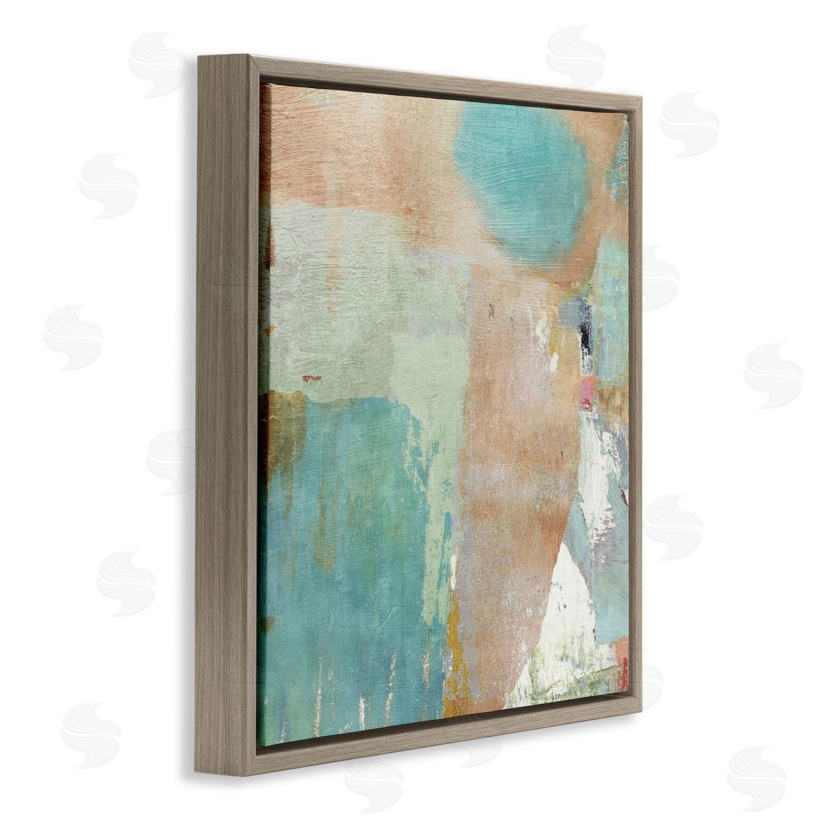 Rustic Paint Strokes Brown Floating Frame Canvas Wall Art, Home Decor by Suzanne Nicoll