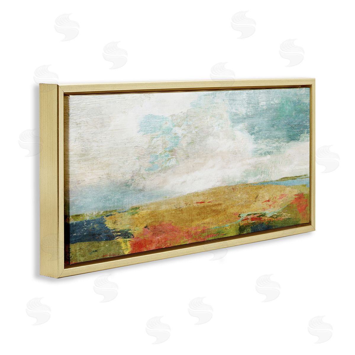 Rural Country Hills Impression Gold Floating Frame Canvas Wall Art, Home Decor by Suzanne Nicoll