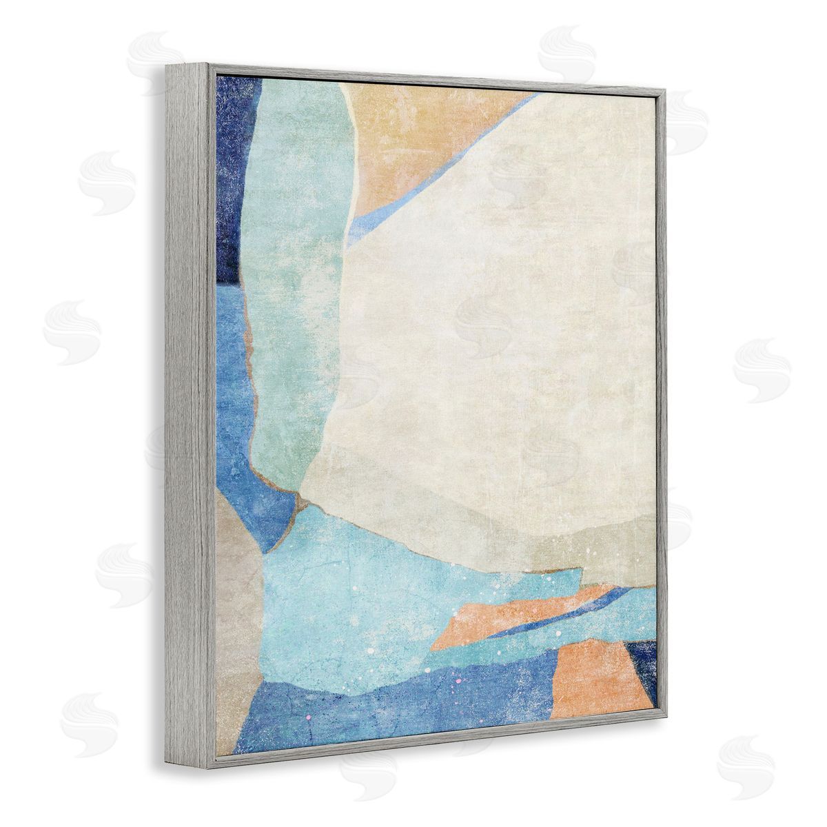 Geometric Rustic Shapes Grey Frame Print Wall Art, Home Decor by Suzanne Nicoll