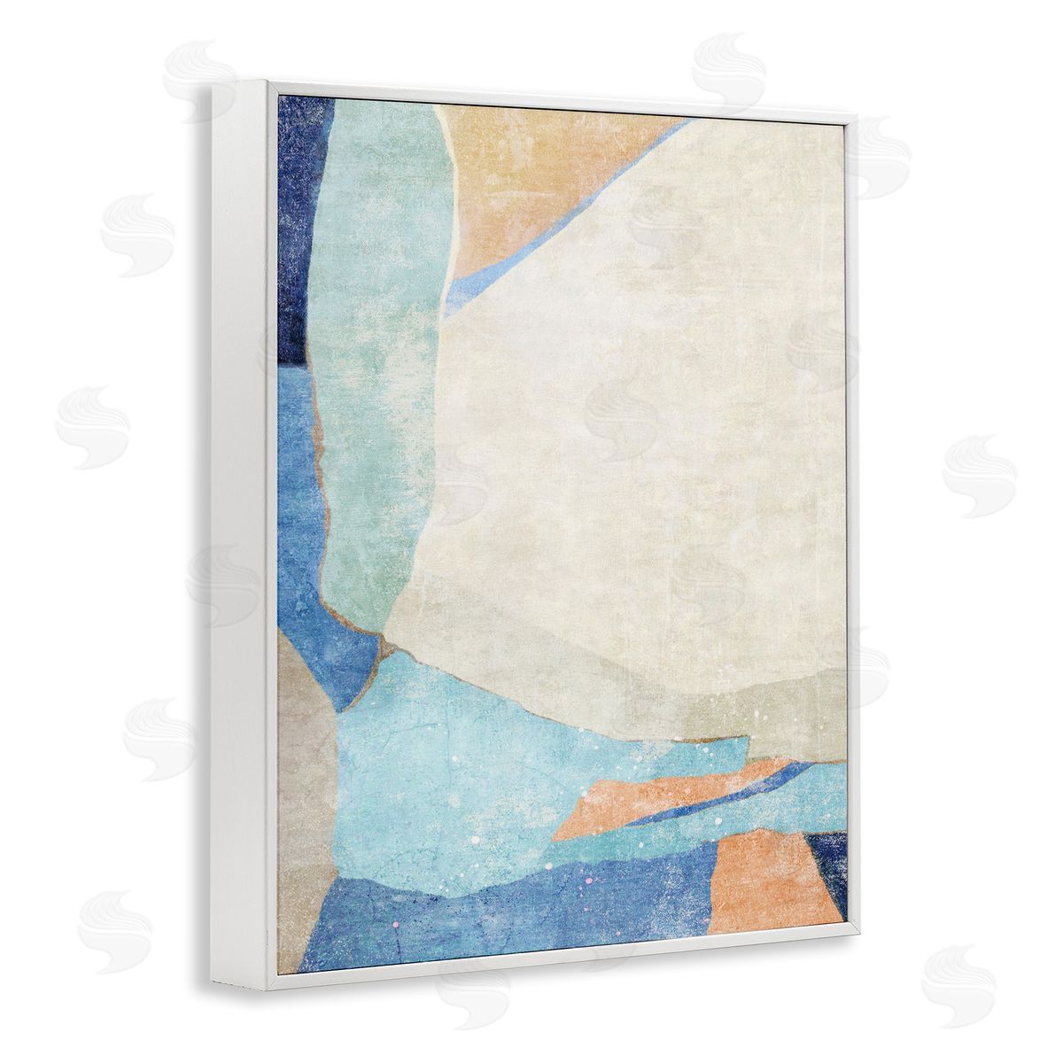 Geometric Rustic Shapes White Frame Print Wall Art, Home Decor by Suzanne Nicoll