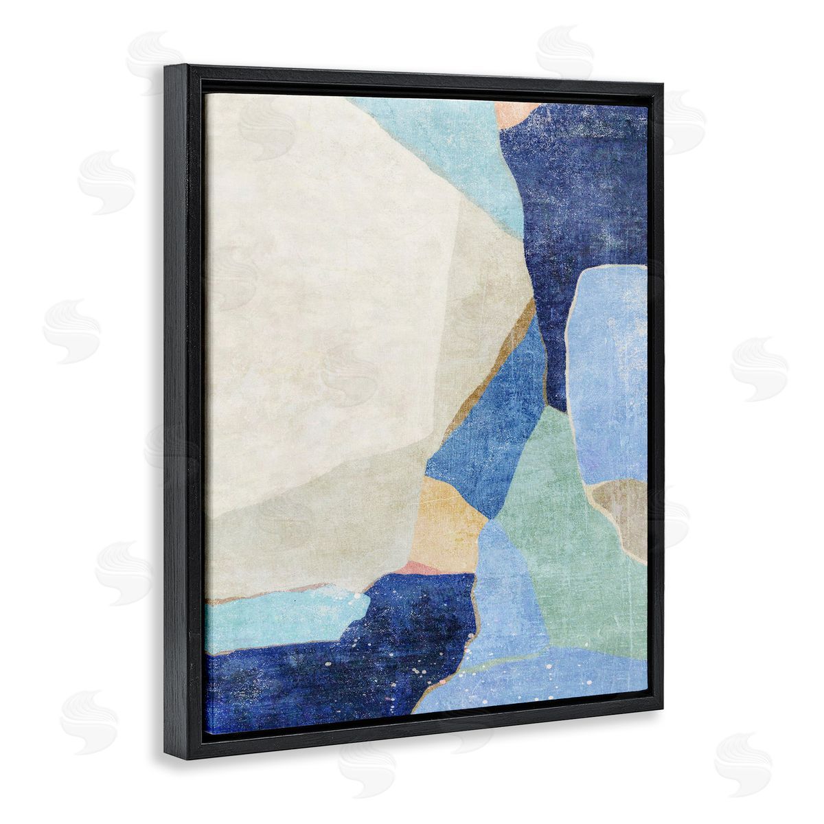 Geometric Patterned Shapes Black Floating Frame Canvas Wall Art, Home Decor by Suzanne Nicoll