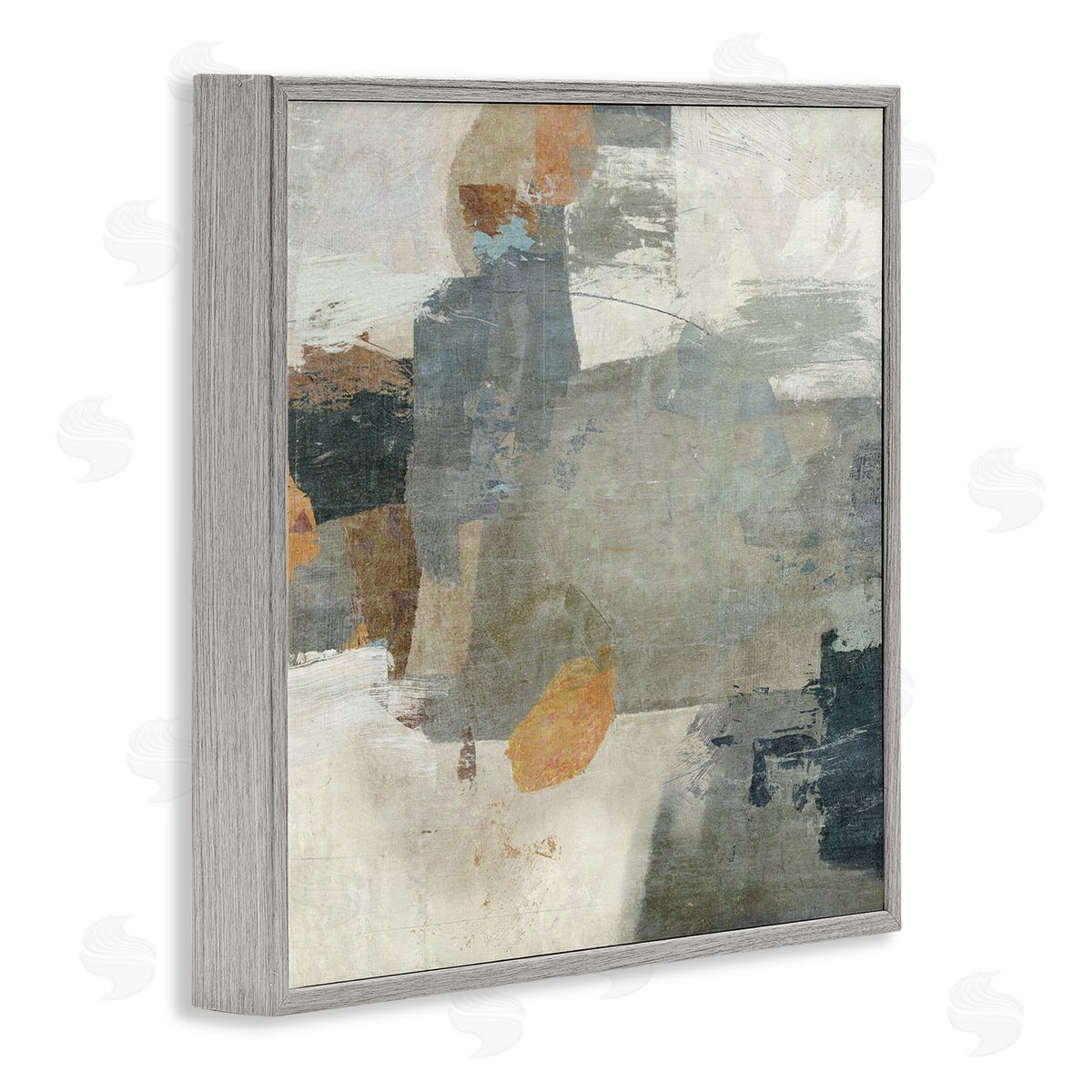 Rustic Grey Paint Strokes Grey Frame Print Wall Art, Home Decor by Suzanne Nicoll