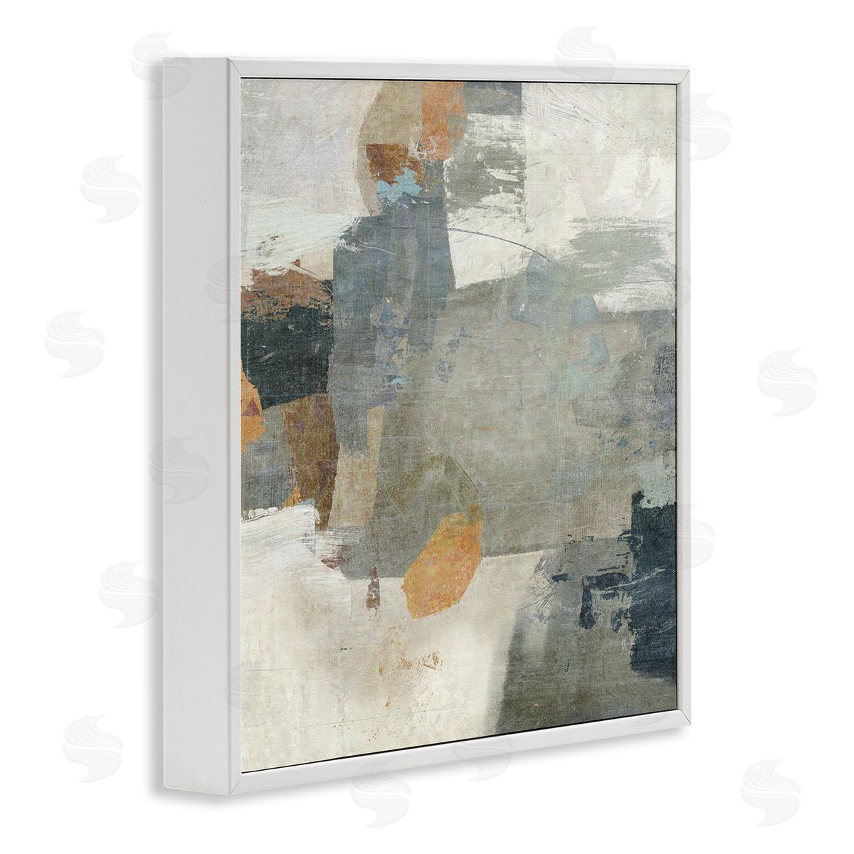 Rustic Grey Paint Strokes White Frame Print Wall Art, Home Decor by Suzanne Nicoll