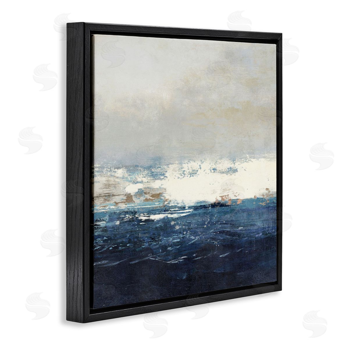 Abstract Ocean Tide Black Floating Frame Canvas Wall Art, Home Decor by Suzanne Nicoll