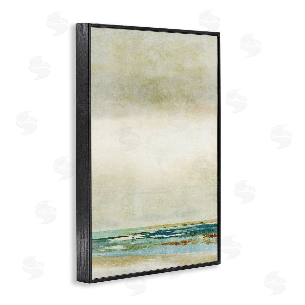 Neutral Beige Beach Abstraction Black Frame Print Wall Art, Home Decor by Suzanne Nicoll