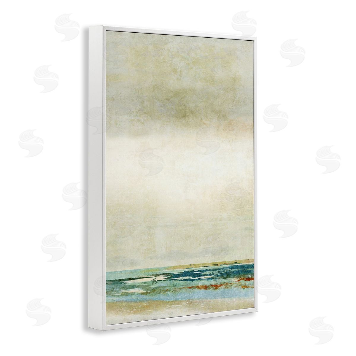 Neutral Beige Beach Abstraction White Frame Print Wall Art, Home Decor by Suzanne Nicoll