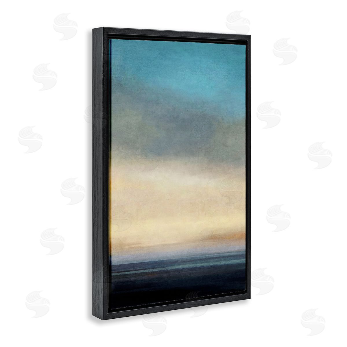 Stormy Beach Abstraction Black Floating Frame Canvas Wall Art, Home Decor by Suzanne Nicoll