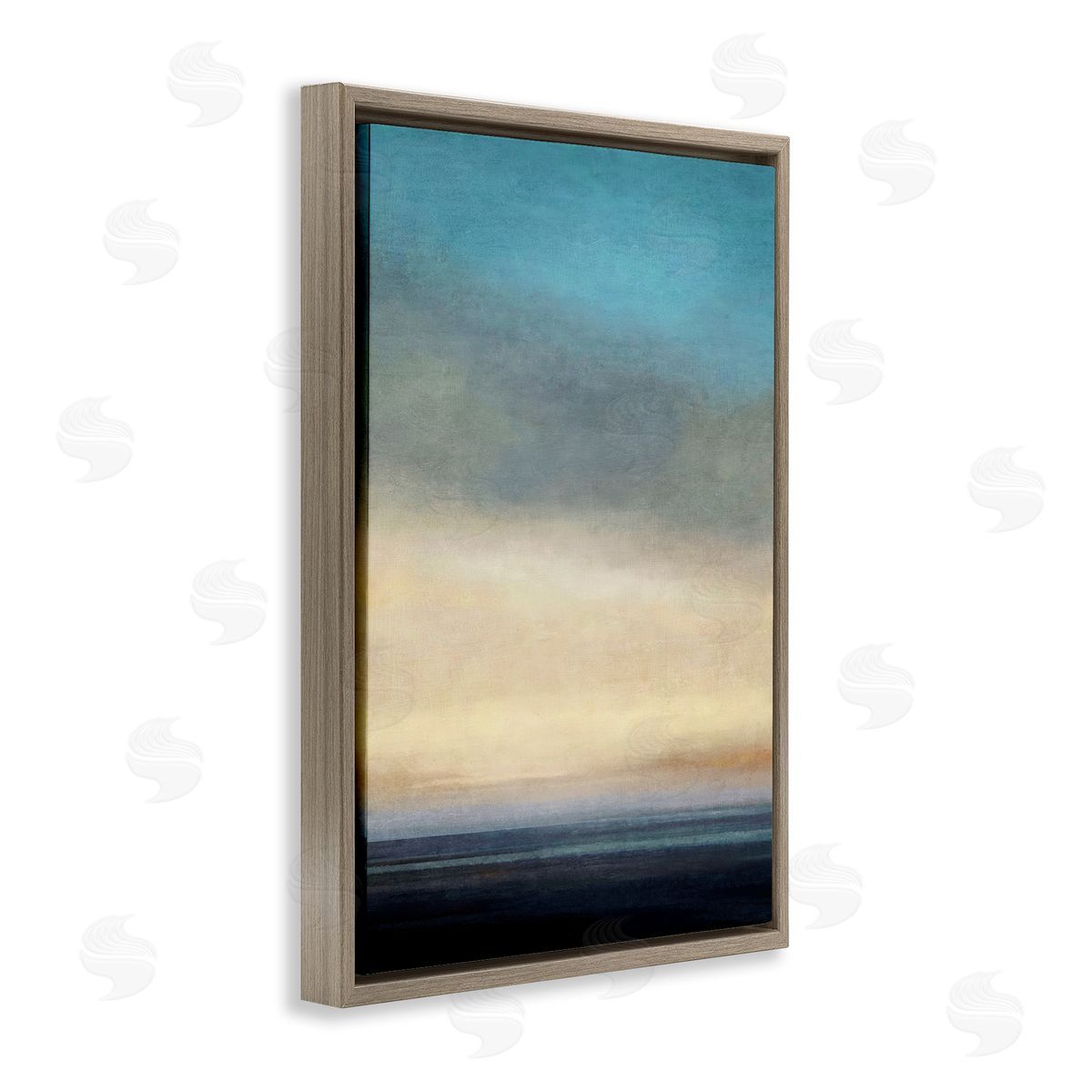 Stormy Beach Abstraction Brown Floating Frame Canvas Wall Art, Home Decor by Suzanne Nicoll