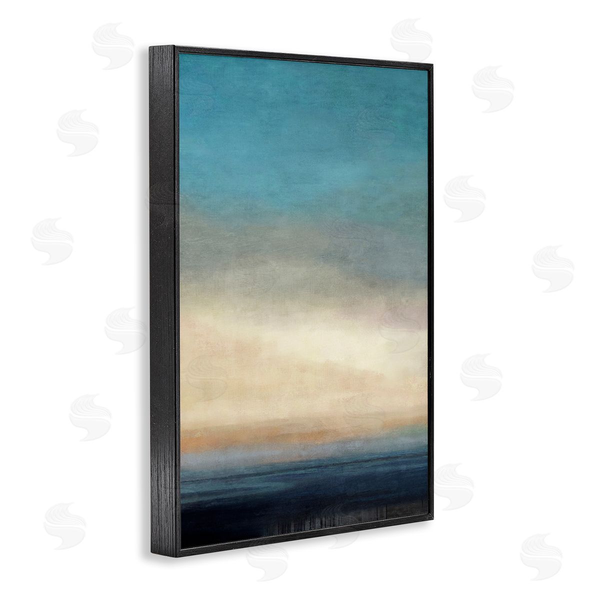 Deep Blue Ocean Abstract Black Frame Print Wall Art, Home Decor by Suzanne Nicoll