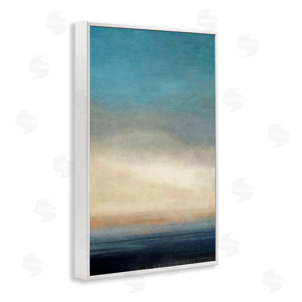 Deep Blue Ocean Abstract White Frame Print Wall Art, Home Decor by Suzanne Nicoll