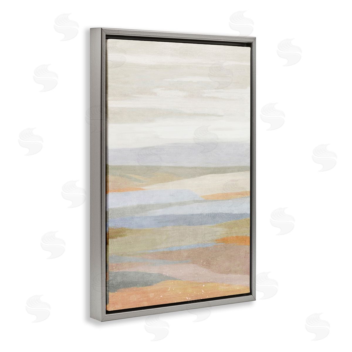 Neutral Beach Dunes Grey Floating Frame Canvas Wall Art, Home Decor by Suzanne Nicoll