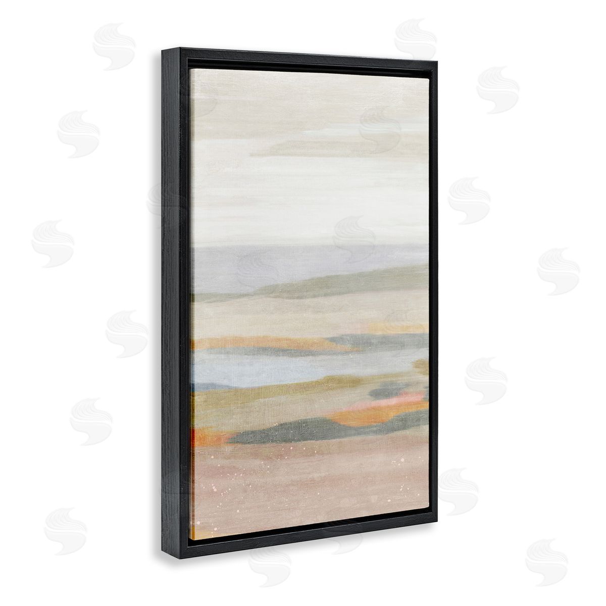 Calming Neutral Beach Black Floating Frame Canvas Wall Art, Home Decor by Suzanne Nicoll