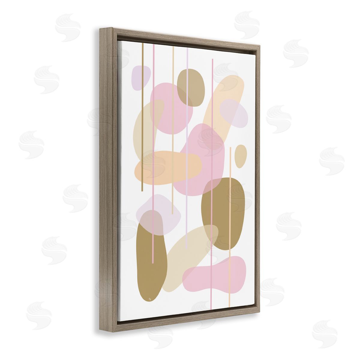 Oblong Opaque Shapes Brown Floating Frame Canvas Wall Art, Home Decor by Martina Pavlova