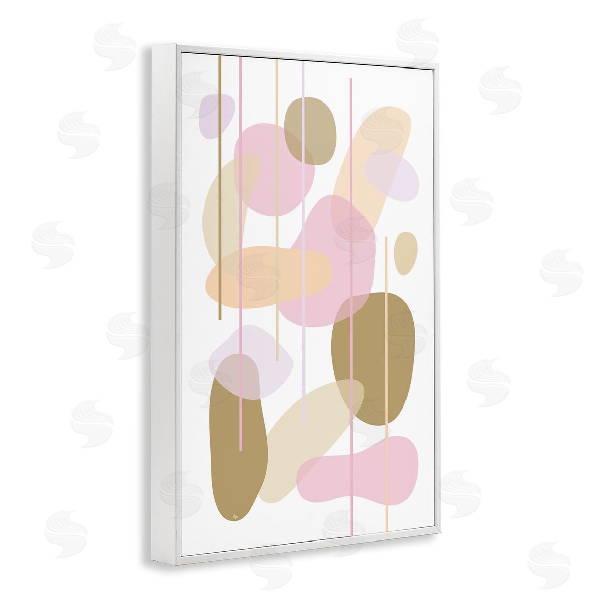 Oblong Opaque Shapes White Frame Print Wall Art, Home Decor by Martina Pavlova