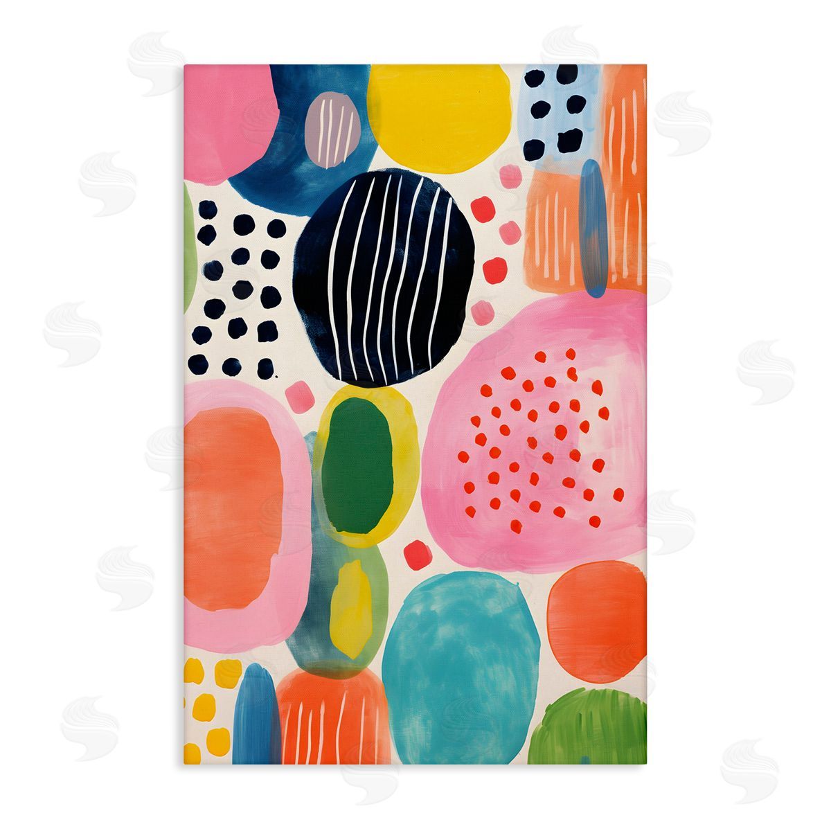 Whimsical Patterned Shapes Canvas Wall Art, Home Decor by Petal Prints Design