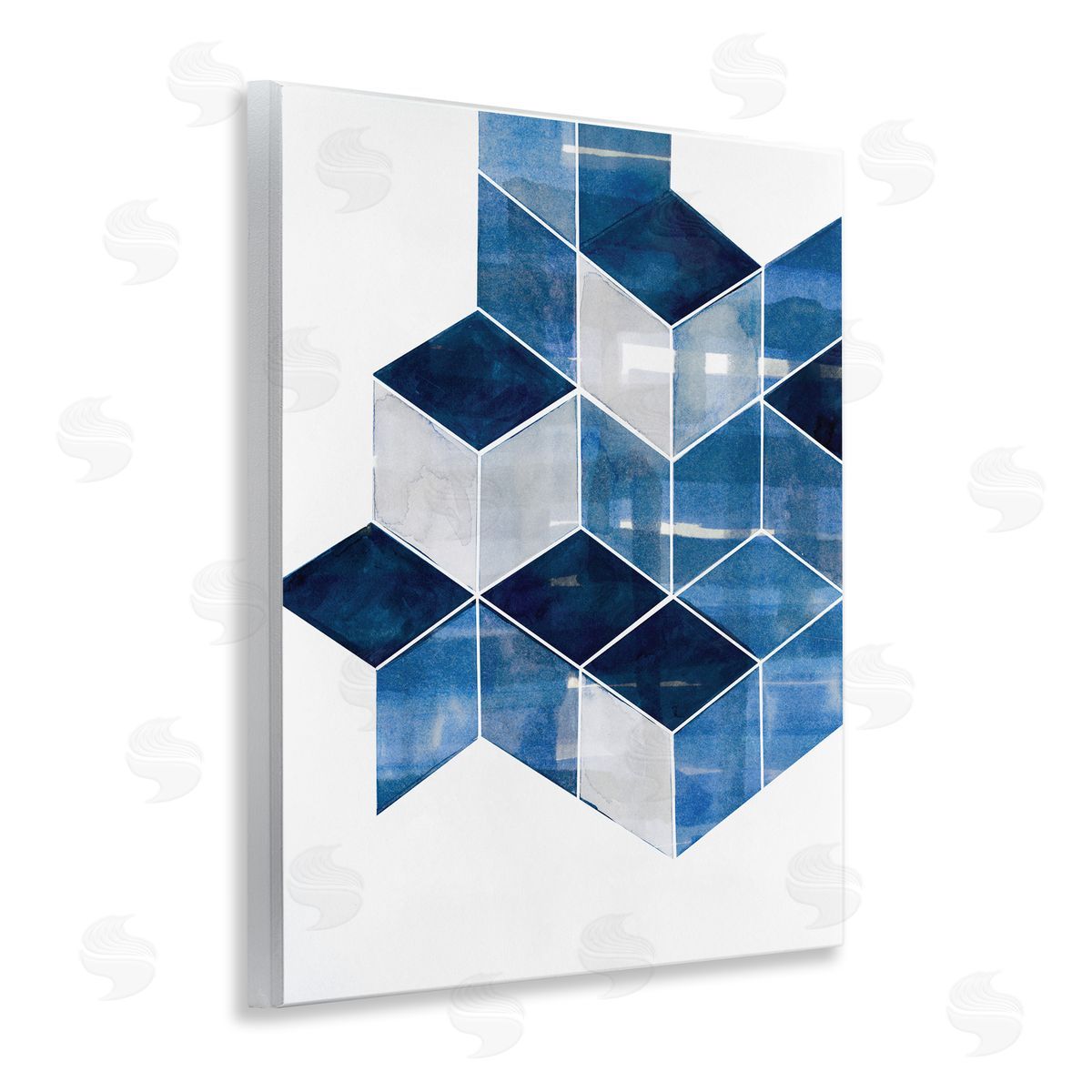 Stacked Geometric Cubes Wood Plaque Wall Art, Home Decor by Steller Design Studio