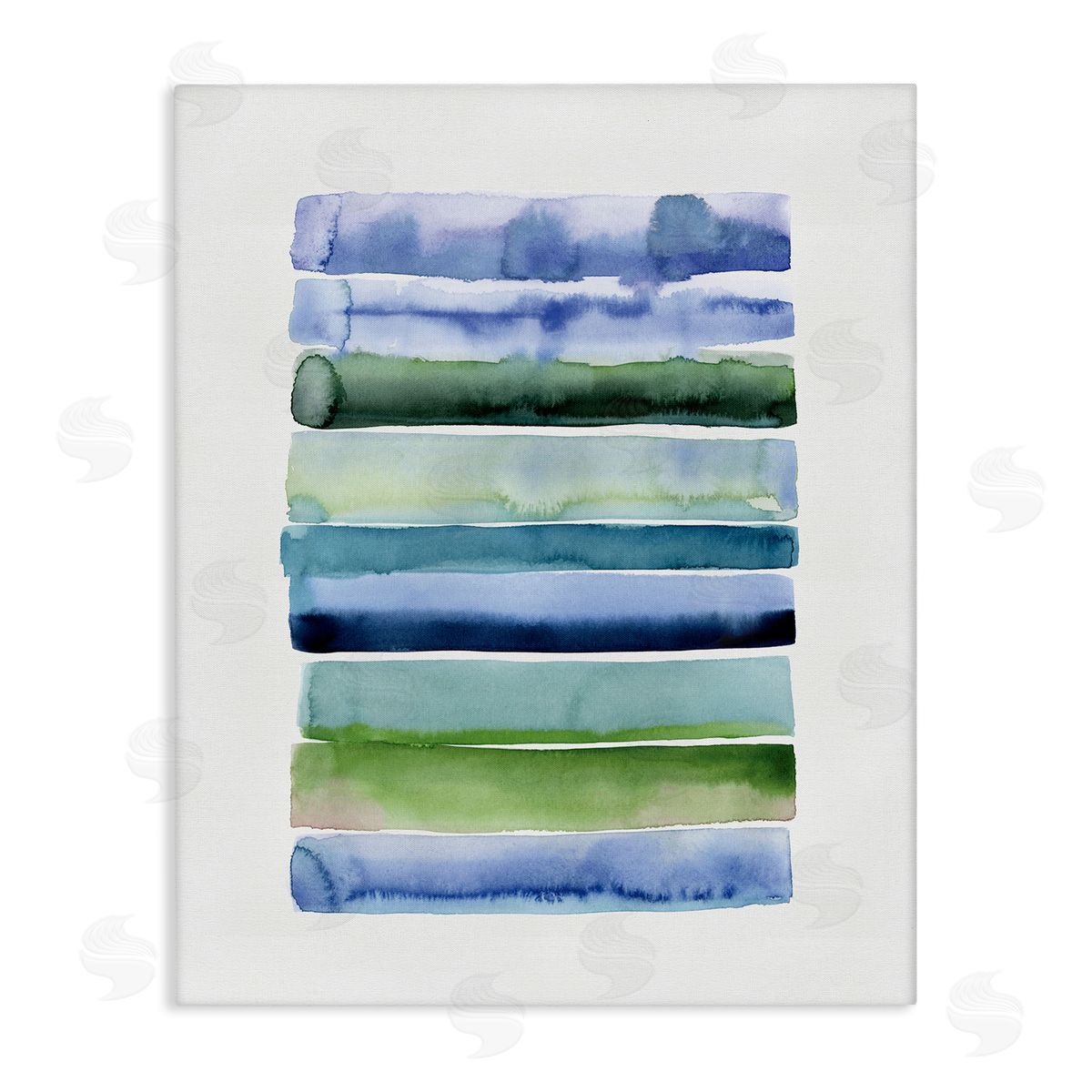 Green and Blue Ombre Stripes Canvas Wall Art, Home Decor by Stephanie Ryan