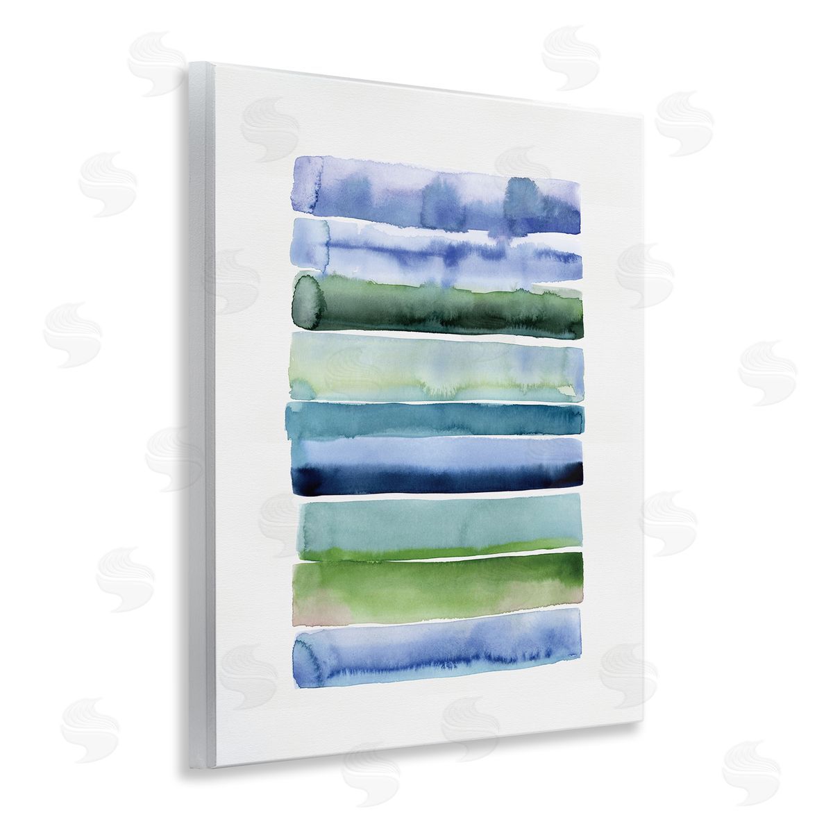 Green and Blue Ombre Stripes Wood Plaque Wall Art, Home Decor by Stephanie Ryan