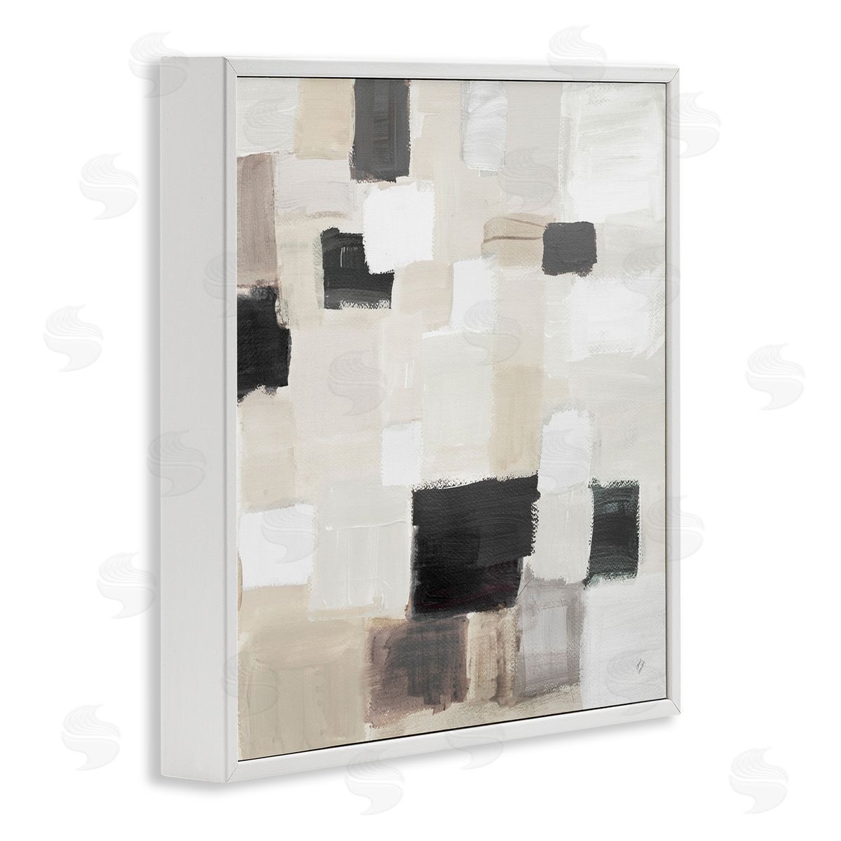 Natural Square Patchwork White Frame Print Wall Art, Home Decor by Lanie Loreth