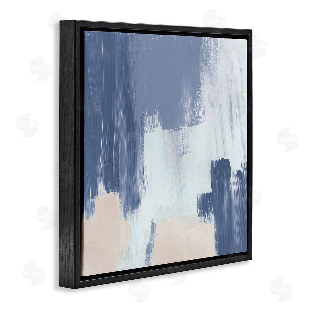 Restless Blue Mind Abstract Black Floating Frame Canvas Wall Art, Home Decor by Lucille Price