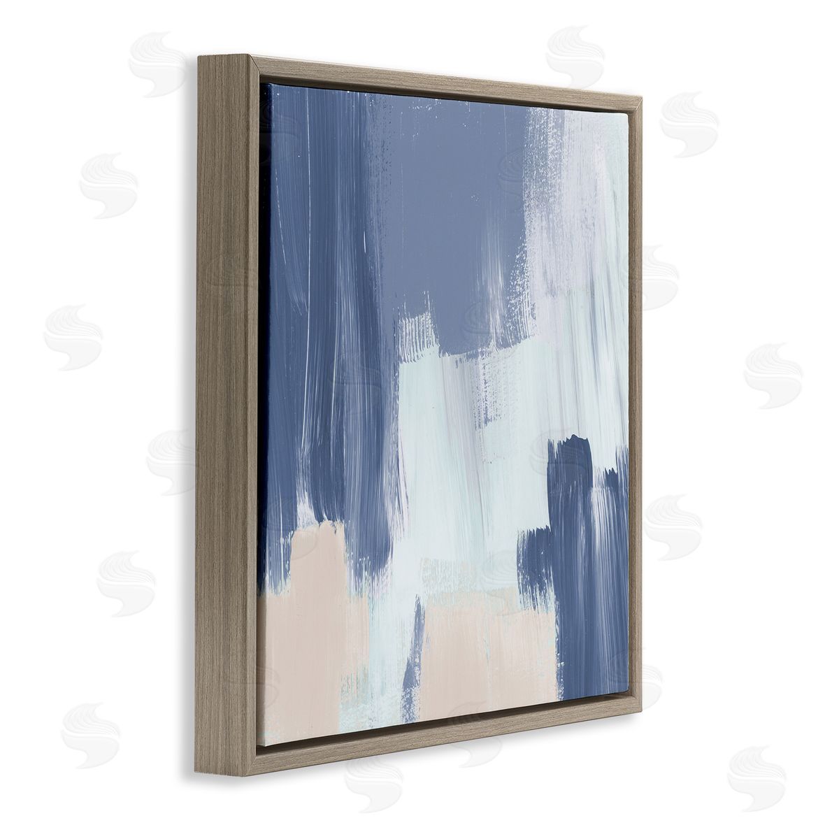 Restless Blue Mind Abstract Brown Floating Frame Canvas Wall Art, Home Decor by Lucille Price